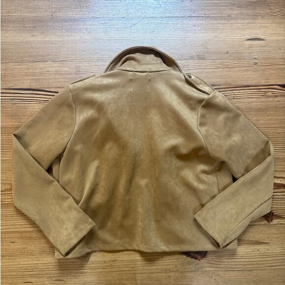 Ookie & LaLa brown tan faux suede open  jacket SIZE M - Picture 6 of 7